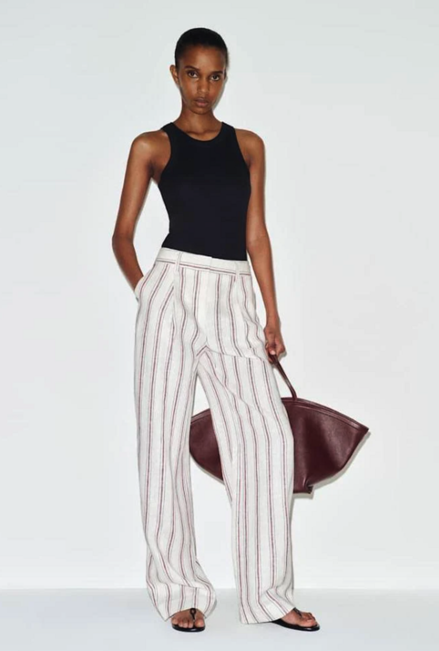 Reformation Alex Linen Mid Rise Pant Ivory - Size 0